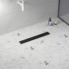 Modern Linear Grid Shower Drain with Removable Anti-Clog Hair Strainer Basket