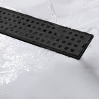 Modern Linear Grid Shower Drain with Removable Anti-Clog Hair Strainer Basket
