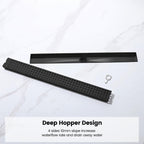 Modern Linear Grid Shower Drain with Removable Anti-Clog Hair Strainer Basket