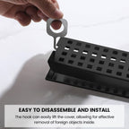 Modern Linear Grid Shower Drain with Removable Anti-Clog Hair Strainer Basket