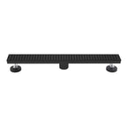 Modern Linear Grid Shower Drain with Removable Anti-Clog Hair Strainer Basket