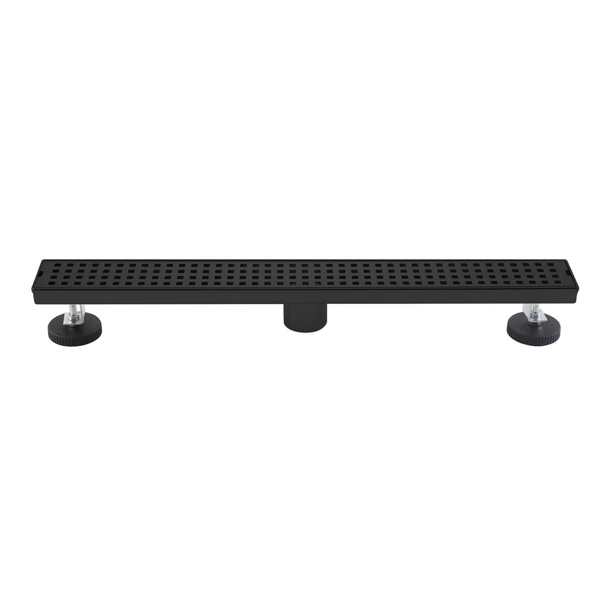 Modern Linear Grid Shower Drain with Removable Anti-Clog Hair Strainer Basket