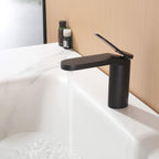 Modern Minimalist High-Flow Basin Faucet with Rigid Flat Spout