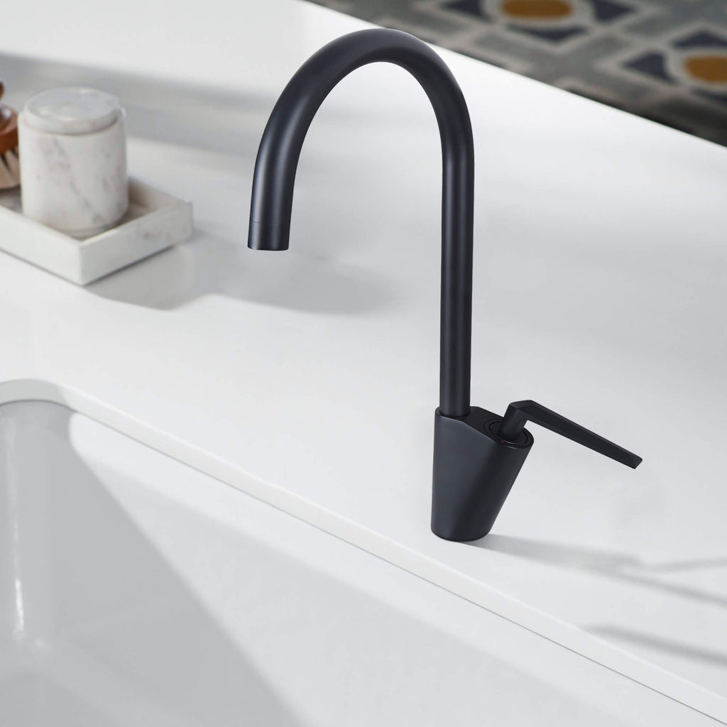High-Arc 360° Swivel Kitchen Faucet with Solid Brass Construction & 1.8 GPM Water-Saving