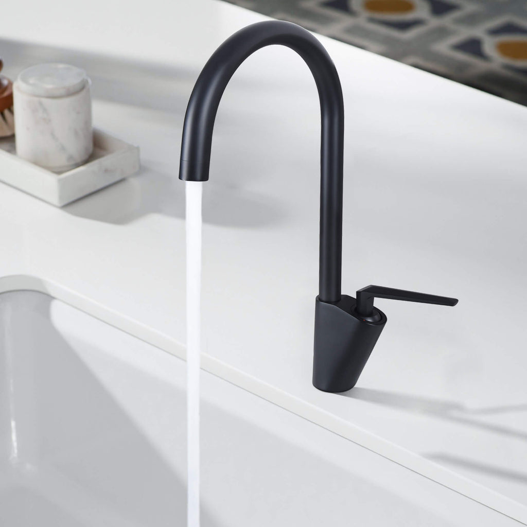 High-Arc 360° Swivel Kitchen Faucet with Solid Brass Construction & 1.8 GPM Water-Saving