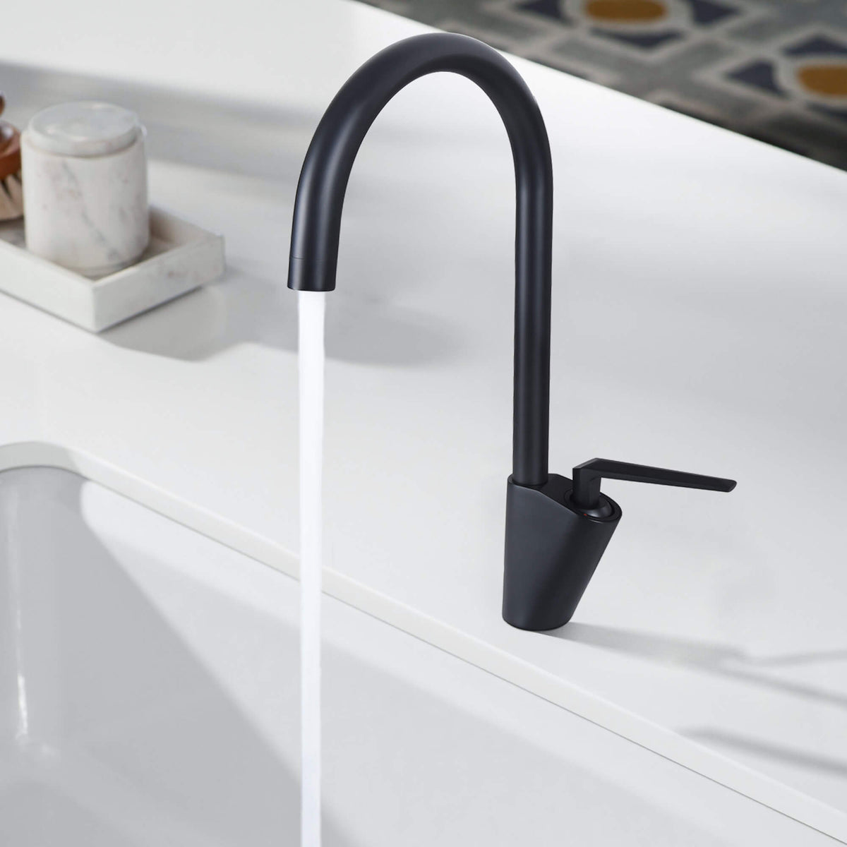High-Arc 360° Swivel Kitchen Faucet with Solid Brass Construction & 1.8 GPM Water-Saving