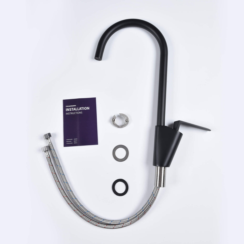 High-Arc 360° Swivel Kitchen Faucet with Solid Brass Construction & 1.8 GPM Water-Saving