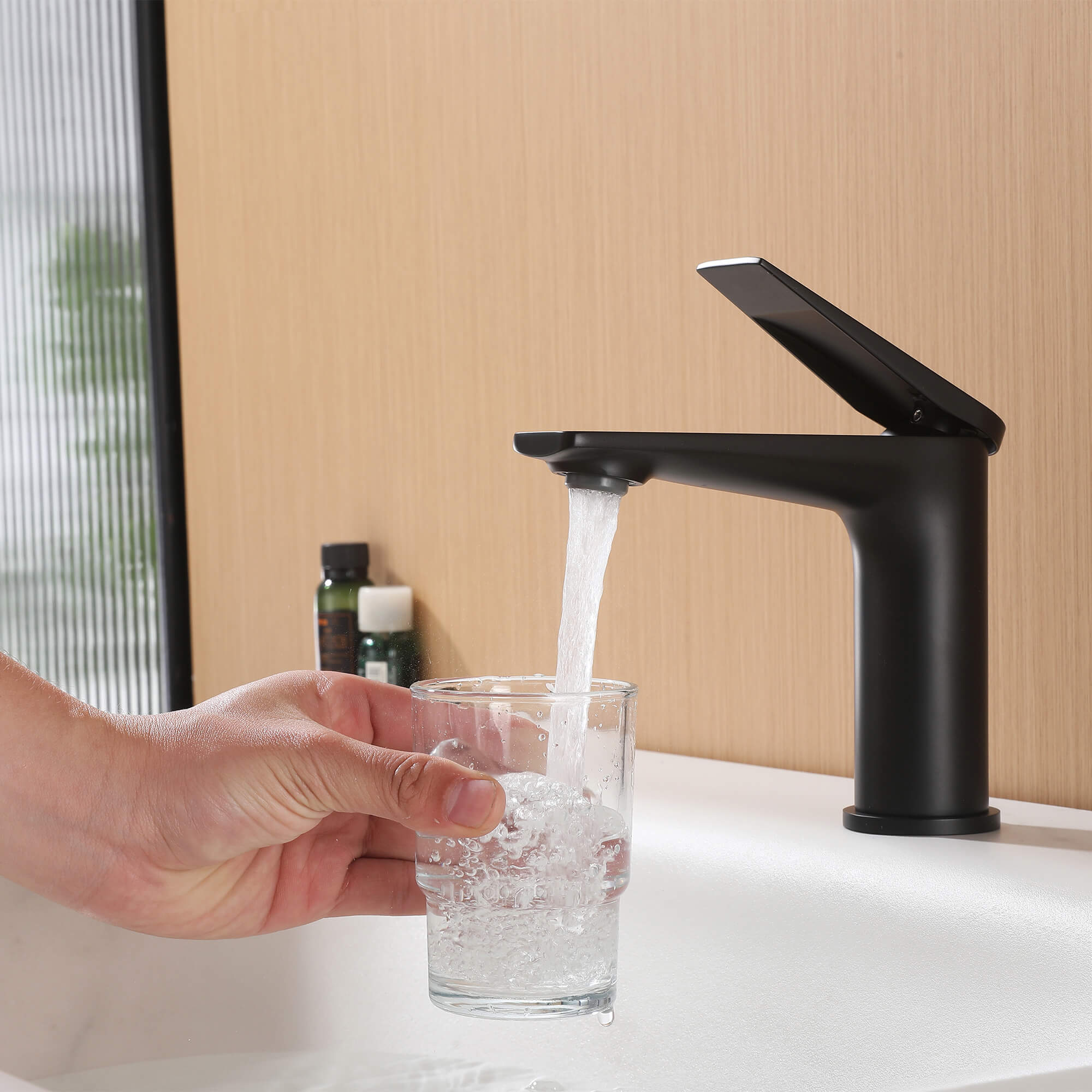 Modern Streamlined Flat-Spout Solid Brass Basin Faucet