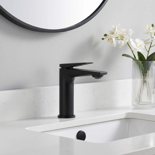 Modern Streamlined Flat-Spout Solid Brass Basin Faucet