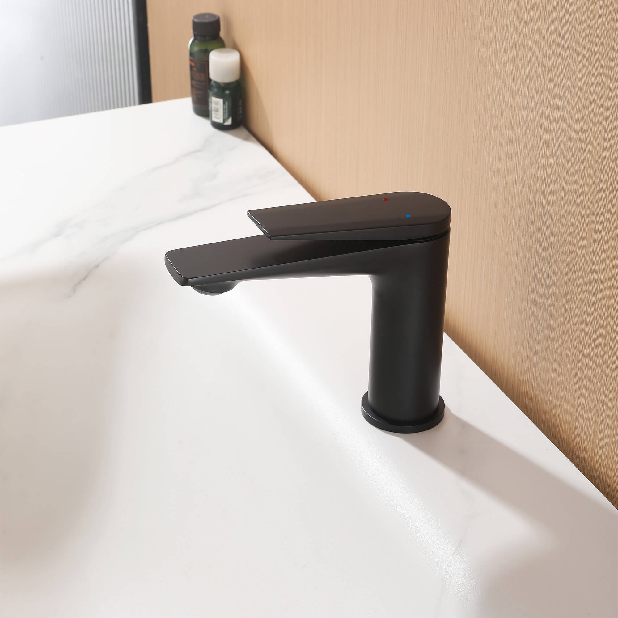 Modern Streamlined Flat-Spout Solid Brass Basin Faucet