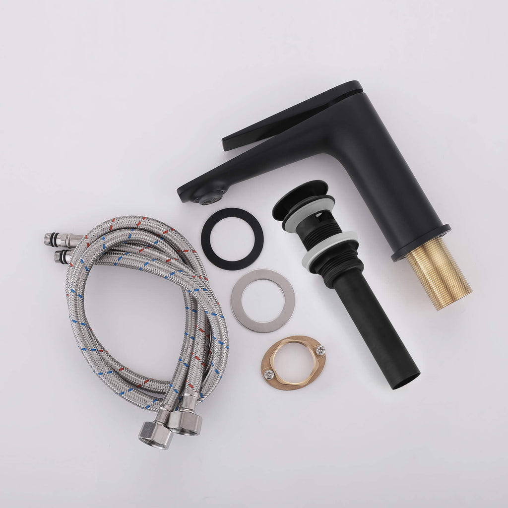 Modern Streamlined Flat-Spout Solid Brass Basin Faucet