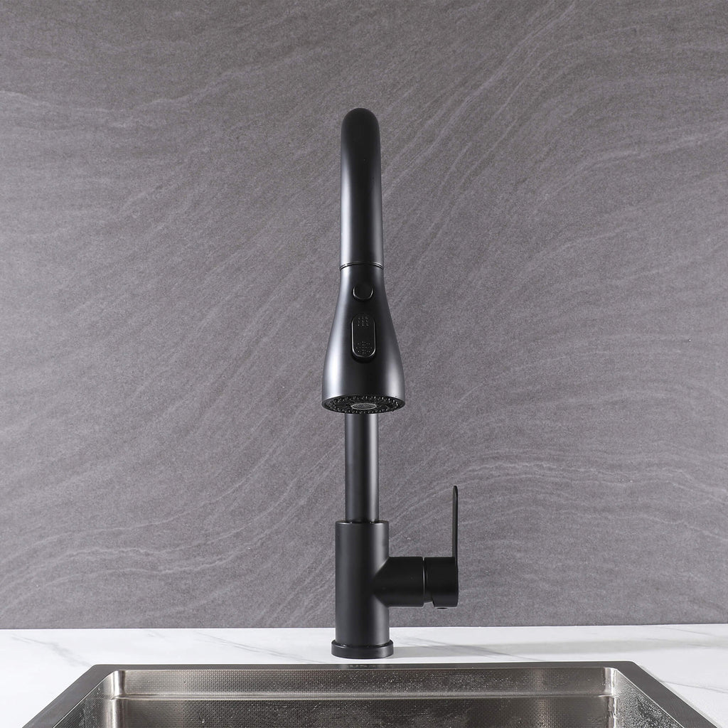 Modern Single Handle Pull-Down Sprayer Kitchen Faucet with 3 Water Mode
