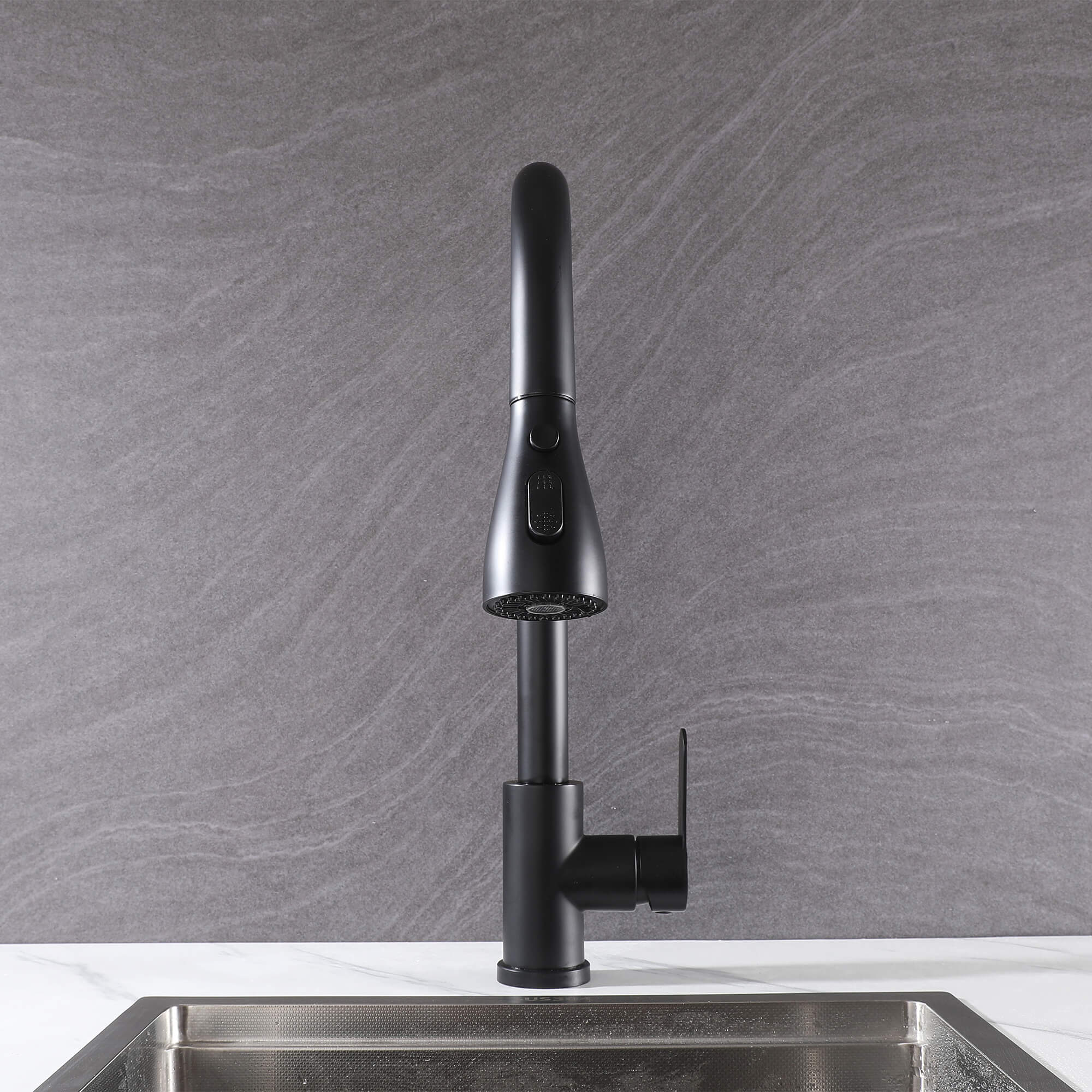 Modern Single Handle Pull-Down Sprayer Kitchen Faucet with 3 Water Mode