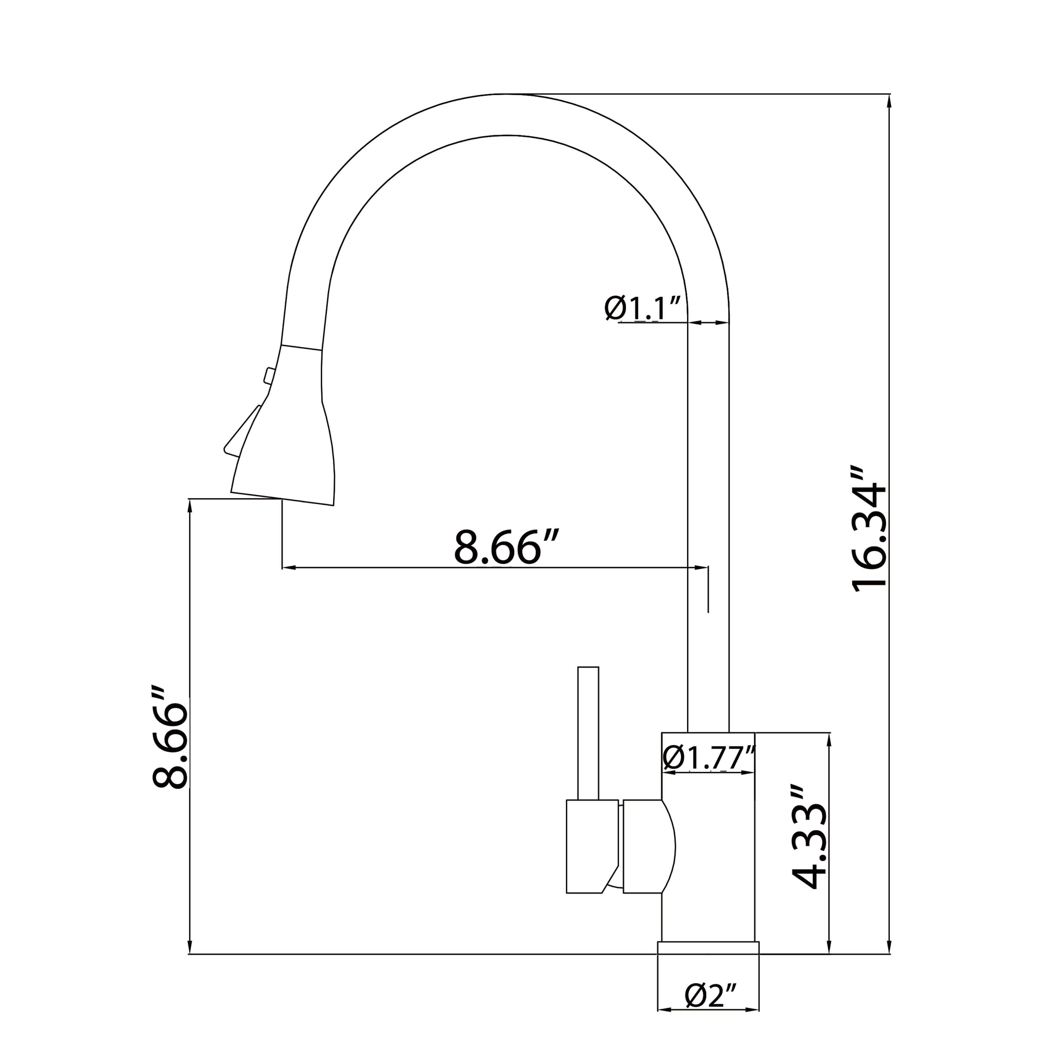 Modern Single Handle Pull-Down Sprayer Kitchen Faucet with 3 Water Mode