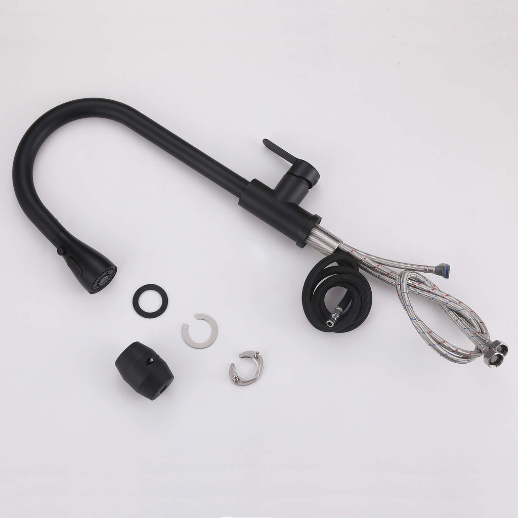 Modern Single Handle Pull-Down Sprayer Kitchen Faucet with 3 Water Mode