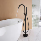 316 Stainless Steel Gooseneck Freestanding Tub Faucet with Thermostatic Control & High-Flow Spout