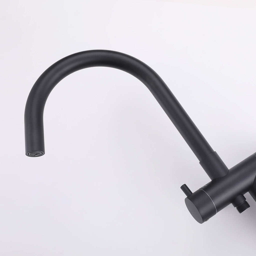 316 Stainless Steel Gooseneck Freestanding Tub Faucet with Thermostatic Control & High-Flow Spout