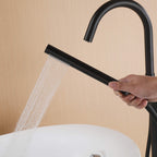 316 Stainless Steel Gooseneck Freestanding Tub Faucet with Thermostatic Control & High-Flow Spout