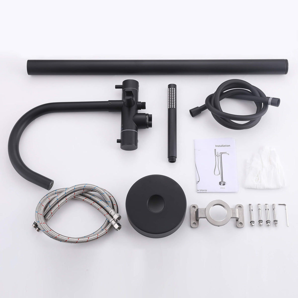 316 Stainless Steel Gooseneck Freestanding Tub Faucet with Thermostatic Control & High-Flow Spout