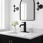 6.44" Brass Single Hole Bathroom Sink Faucet with Deck Plate Extended Spout