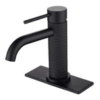 6.44" Brass Single Hole Bathroom Sink Faucet with Deck Plate Extended Spout