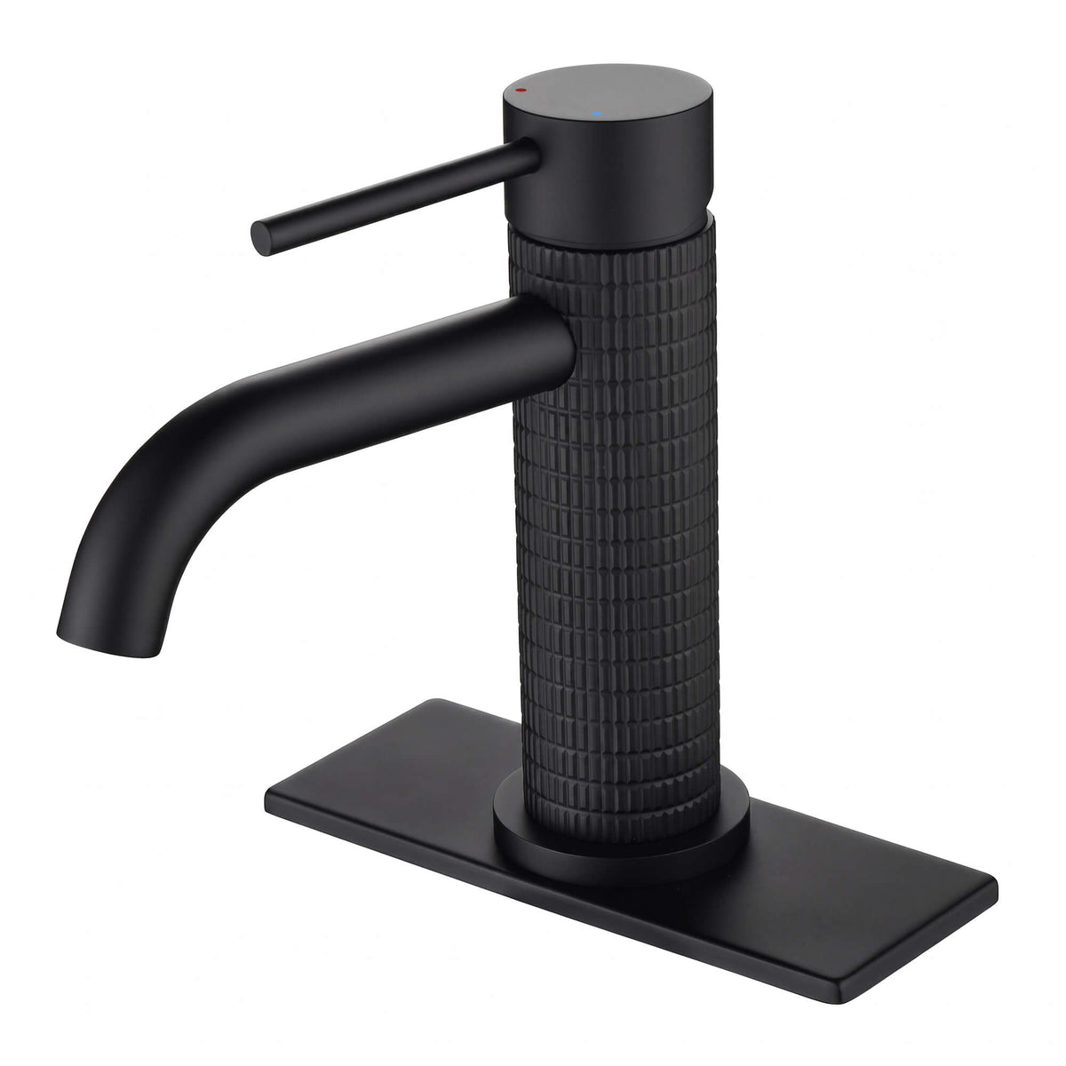 6.44" Brass Single Hole Bathroom Sink Faucet with Deck Plate Extended Spout
