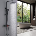 Slide-Bar Thermostatic Shower System with Red Statement Knob and Bottom Spout