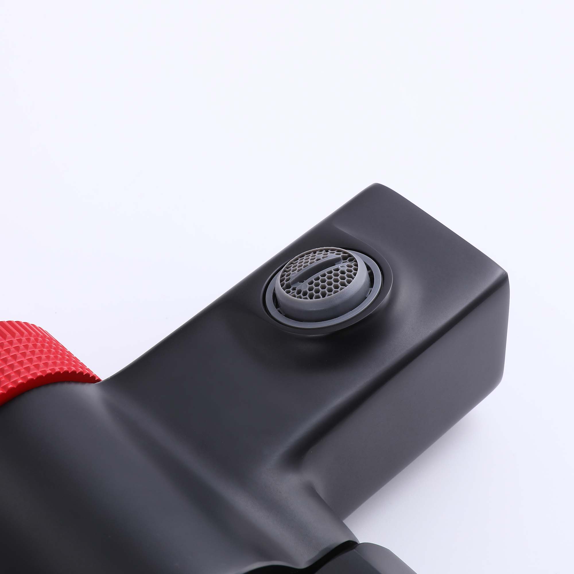 Slide-Bar Thermostatic Shower System with Red Statement Knob and Bottom Spout