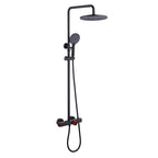 Slide-Bar Thermostatic Shower System with Red Statement Knob and Bottom Spout