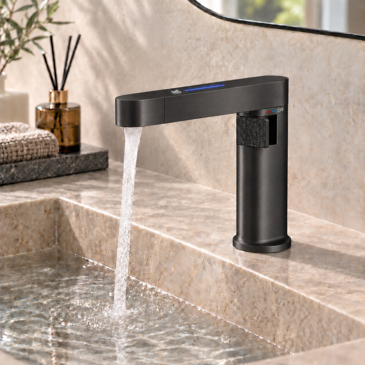 7.2"H Smart Pull-Out Basin Faucet with Digital Temperature Display