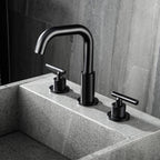 Brass 180° Swivel Gooseneck Spout Widespread Bathroom Faucet with Dual Handles