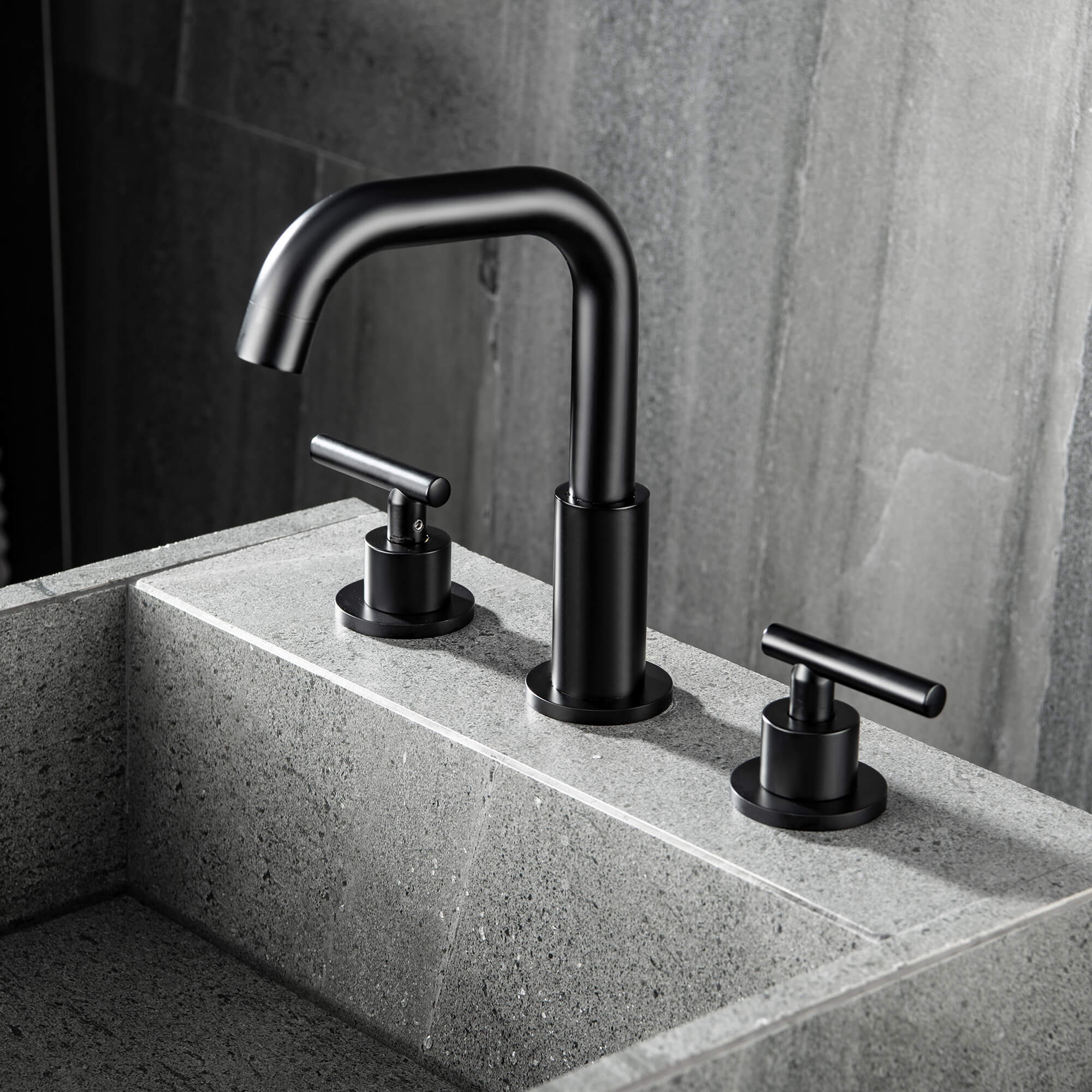 Brass 180° Swivel Gooseneck Spout Widespread Bathroom Faucet with Dual Handles