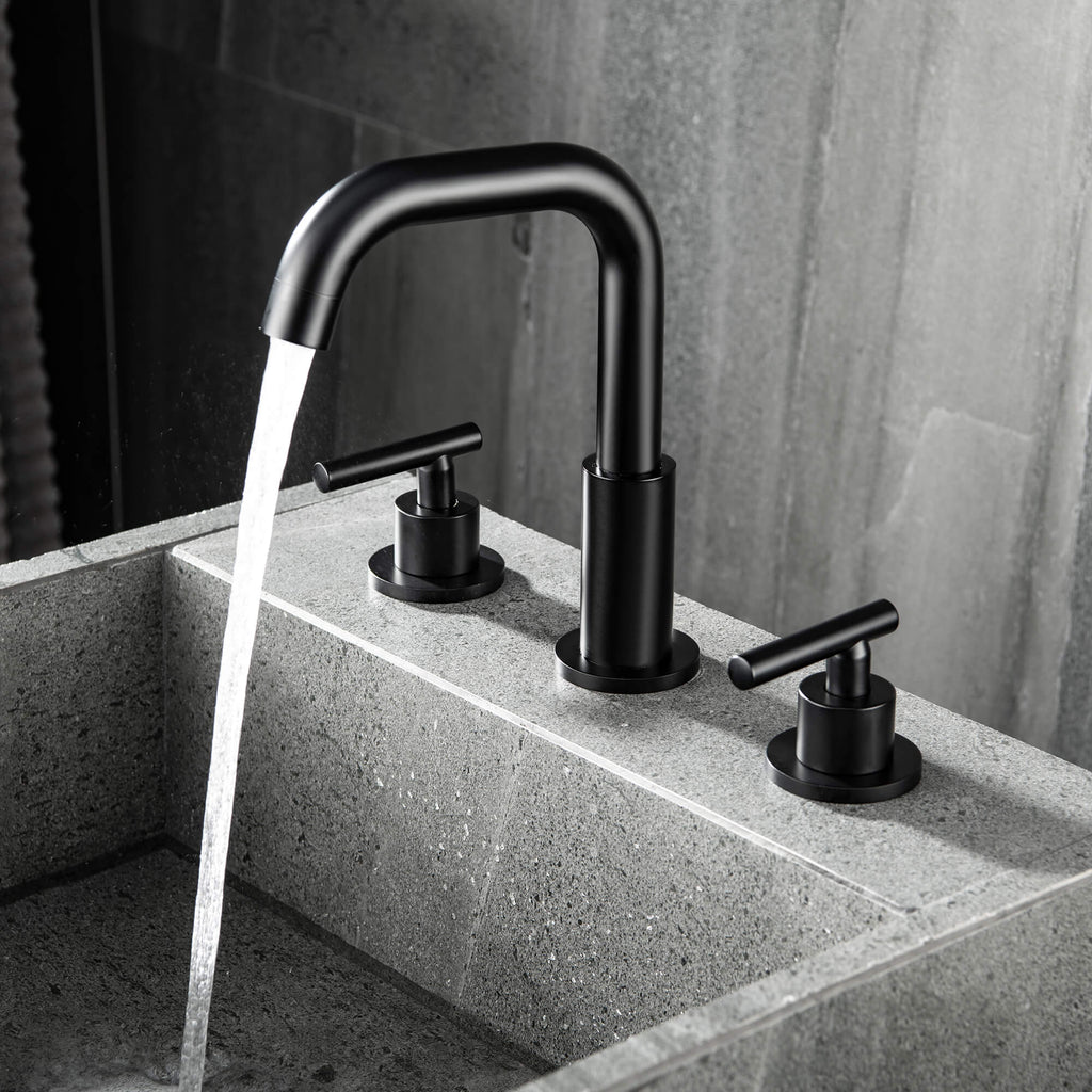 Brass 180° Swivel Gooseneck Spout Widespread Bathroom Faucet with Dual Handles