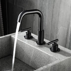 Brass 180° Swivel Gooseneck Spout Widespread Bathroom Faucet with Dual Handles