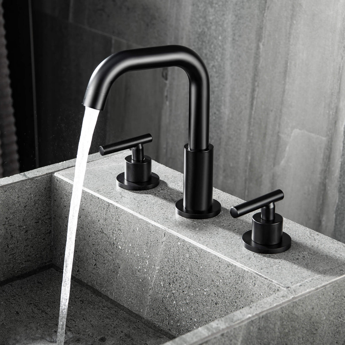 Brass 180° Swivel Gooseneck Spout Widespread Bathroom Faucet with Dual Handles