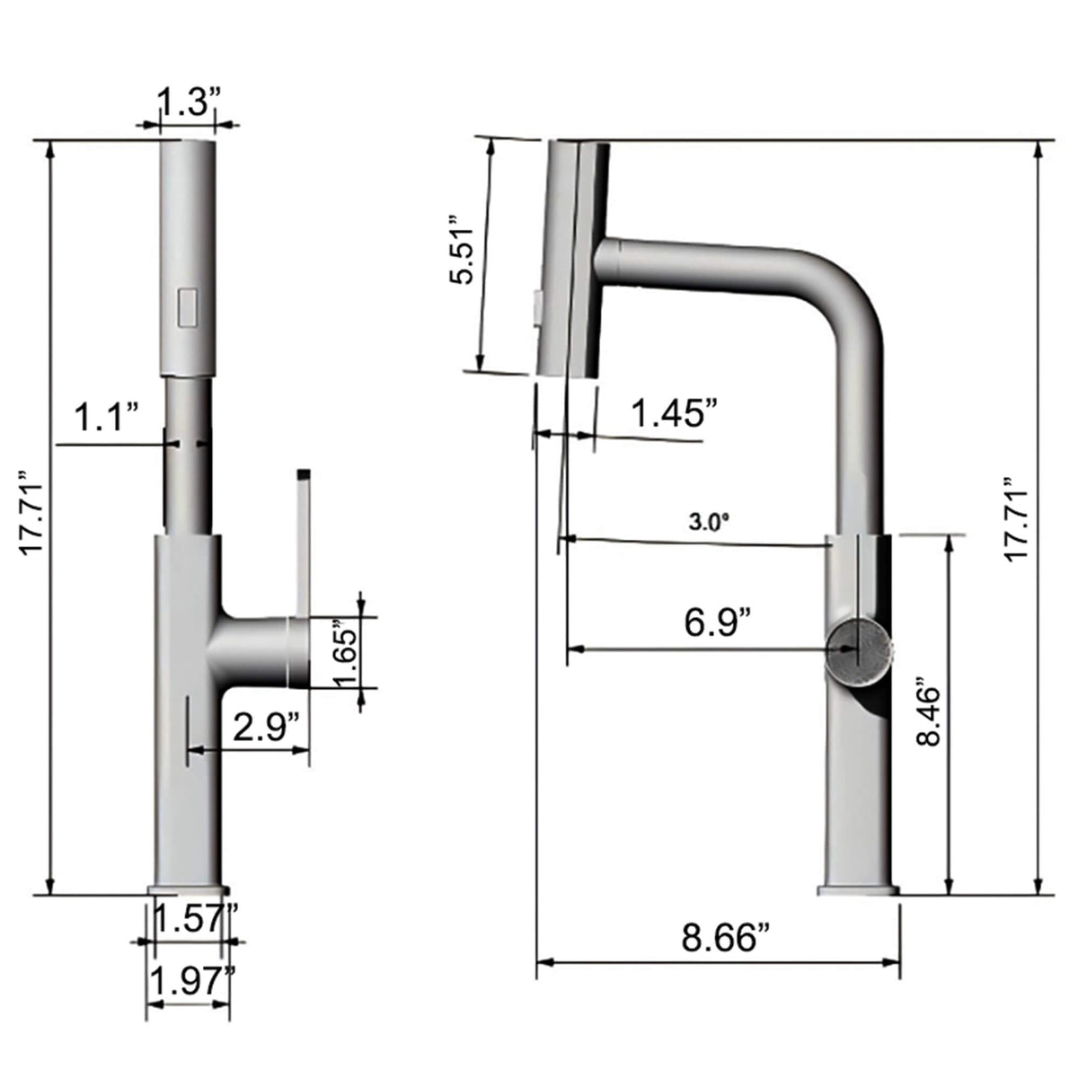 Smart Kitchen Faucet with Temperature Display & 3-Function Pull-Out Sprayer