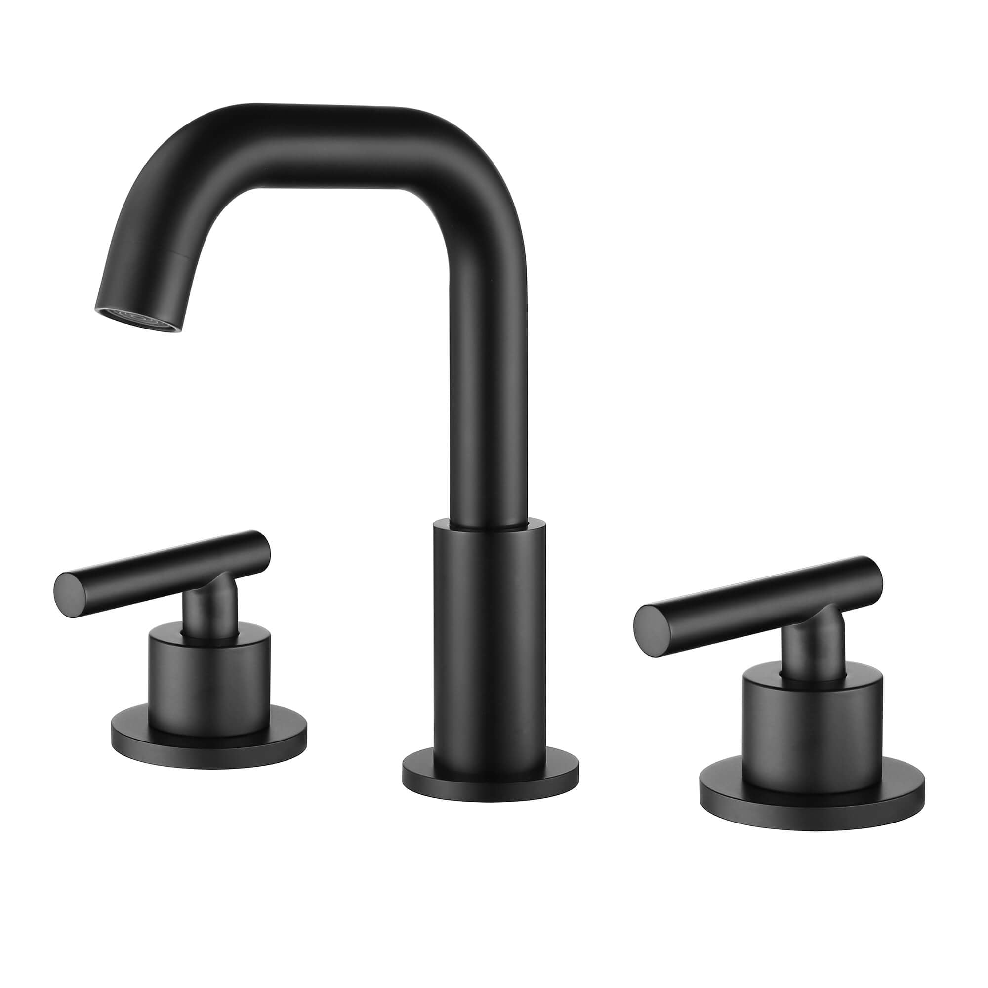 180° Swivel Gooseneck Spout Widespread Bathroom Faucet with Dual Handles