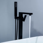 360° Swivel Cube Freestanding Tub Faucet with Hand Shower Single Handle