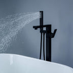360° Swivel Cube Freestanding Tub Faucet with Hand Shower Single Handle