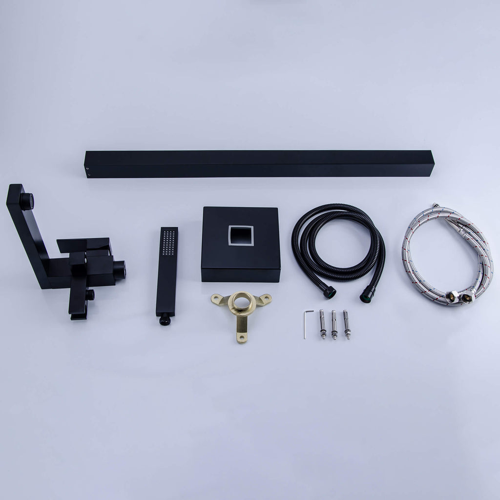 360° Swivel Cube Freestanding Tub Faucet with Hand Shower Single Handle