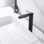 Tall Modern Minimalist Vessel Sink Faucet with Elongated Splash-Free Spout