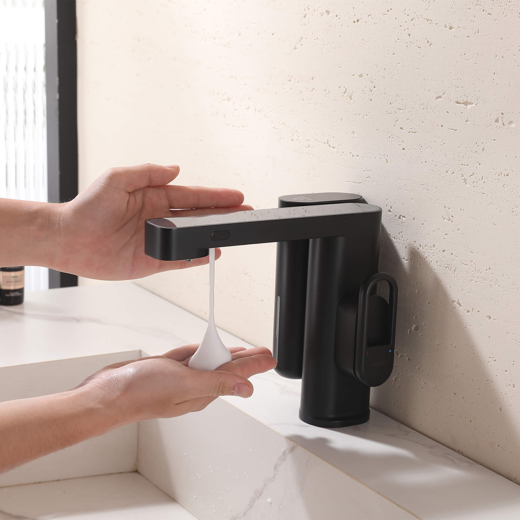 Touchless Smart Soap & Water Sensor Basin Faucet with Integrated Digital Temperature Screen