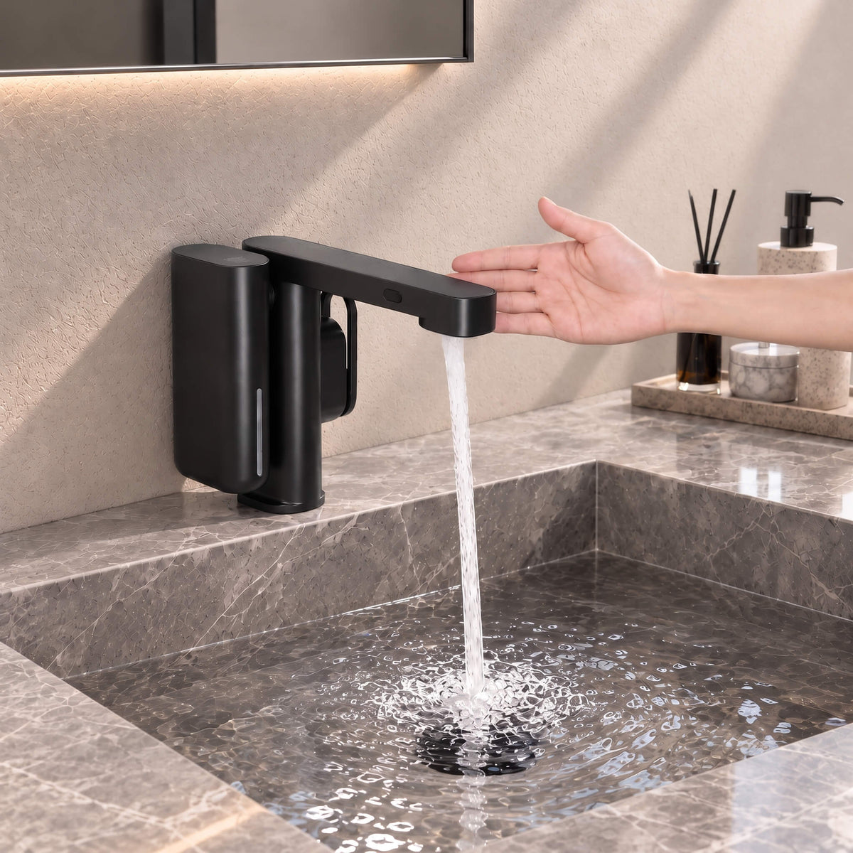 2-In-1 Touchless Smart Soap & Water Sensor Basin Faucet