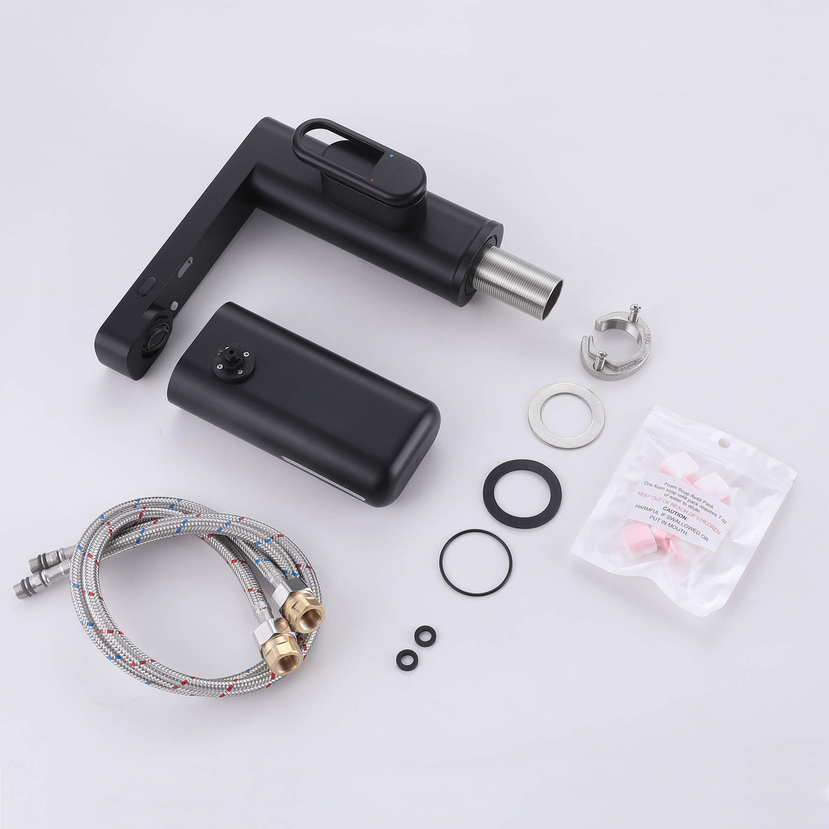 Touchless Smart Soap & Water Sensor Basin Faucet with Integrated Digital Temperature Screen