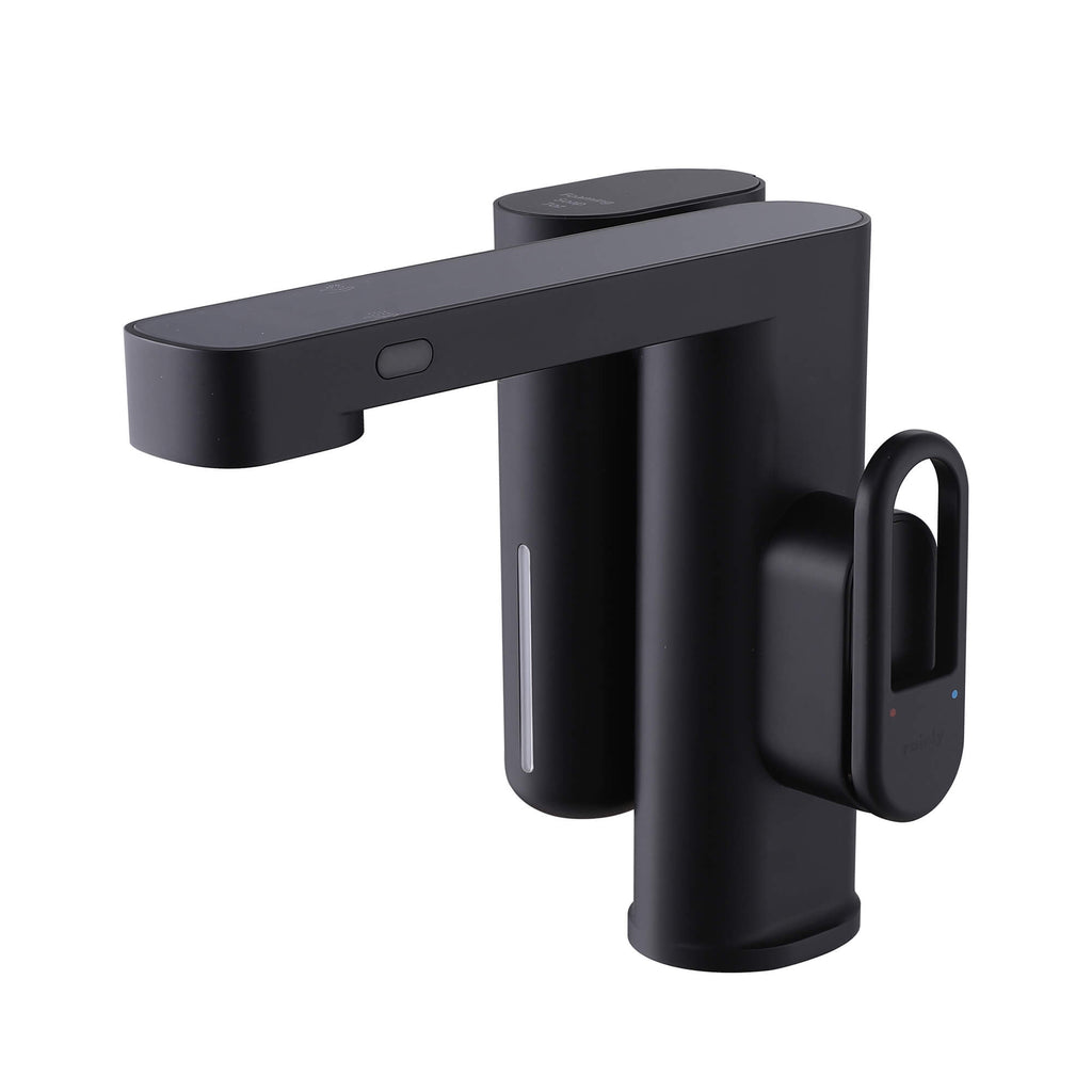 Touchless Smart Soap & Water Sensor Basin Faucet with Integrated Digital Temperature Screen