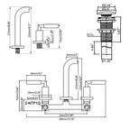 Wall-Mounted Bathroom Faucet with Drain Assembly Solid Brass 3-Piece Set