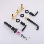 Wall-Mounted Bathroom Faucet with Drain Assembly Solid Brass 3-Piece Set