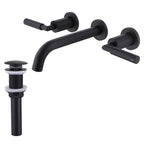 Wall-Mounted Bathroom Faucet with Drain Assembly Solid Brass 3-Piece Set