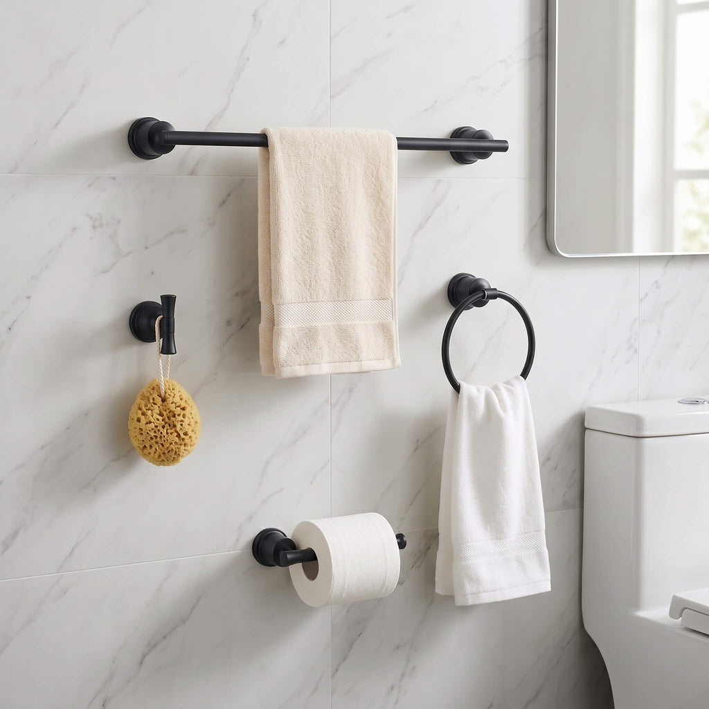 4-Piece Bathroom Hardware Set | 304 Stainless Steel Wall Mounted