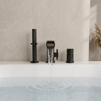 Waterfall 3-Hole Roman Tub Filler Faucet with Hand Shower & 360° Swivel Spout